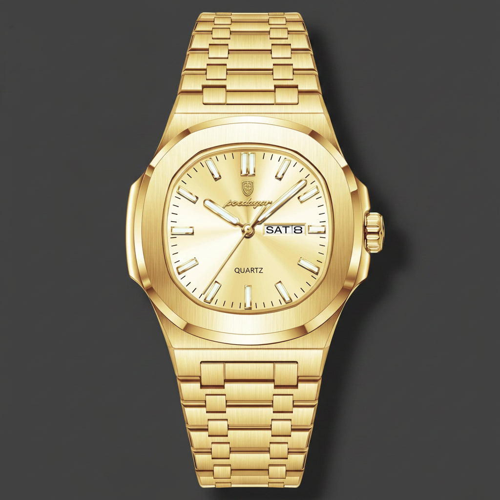 Montre Homme Chronostyle Carrée Militaire : Luxe, Acier Inoxydable, avec Date & Semaine