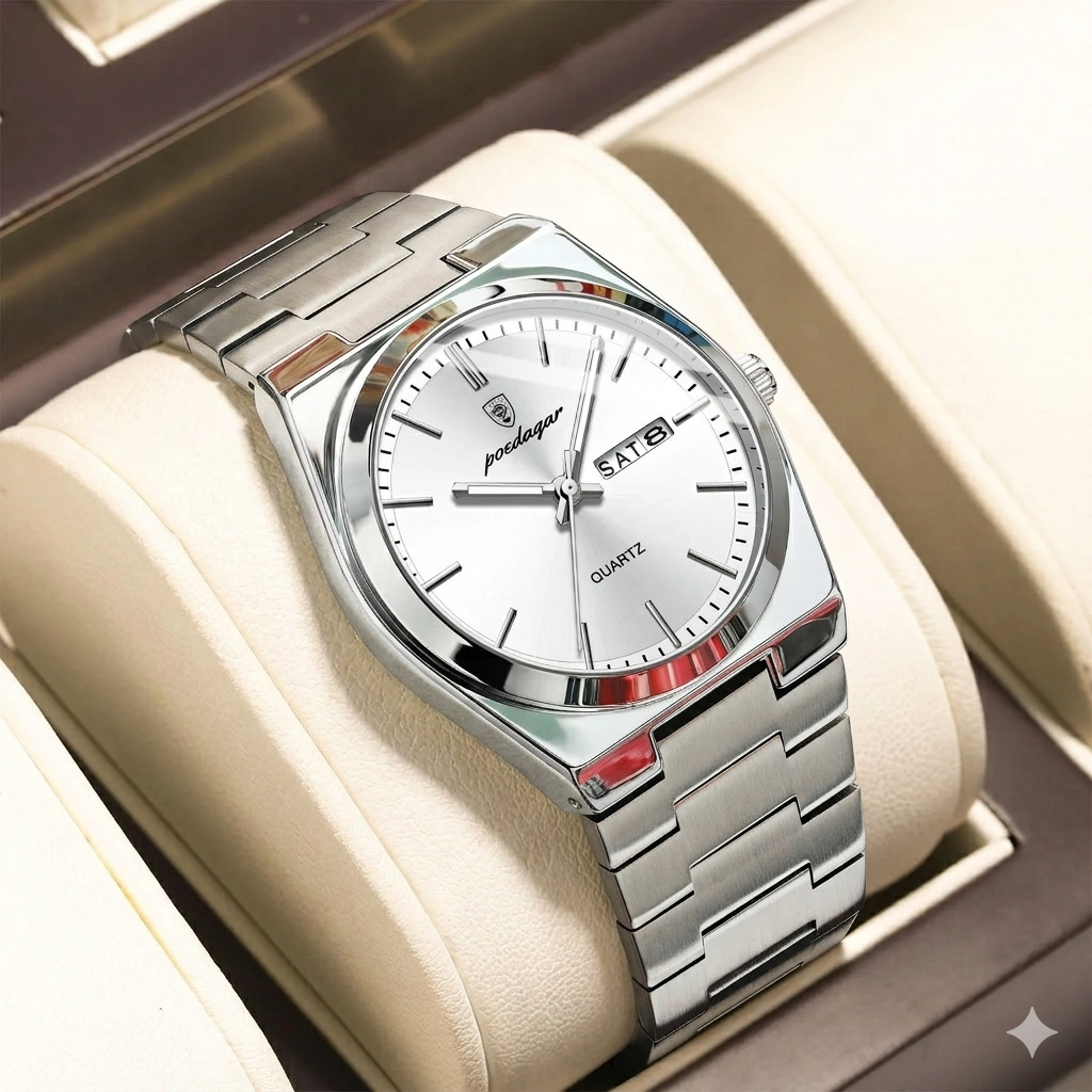 Montre Homme Chronostyle : Luxe, Acier Inoxydable, Lumineuse avec Date & Semaine