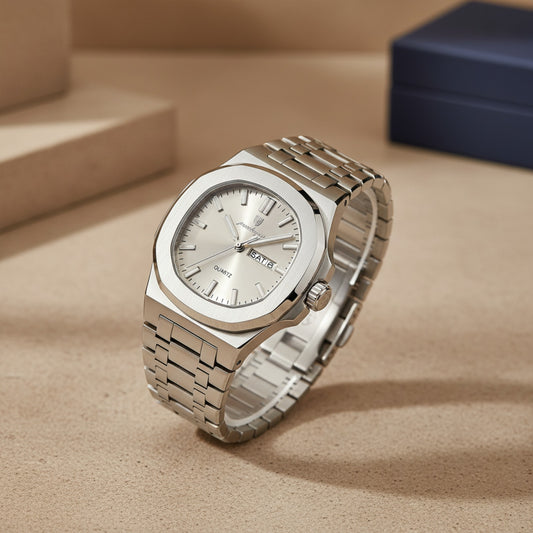 Montre Homme POEDAGAR Carrée Militaire : Luxe, Acier Inoxydable, Étanche avec Date & Semaine