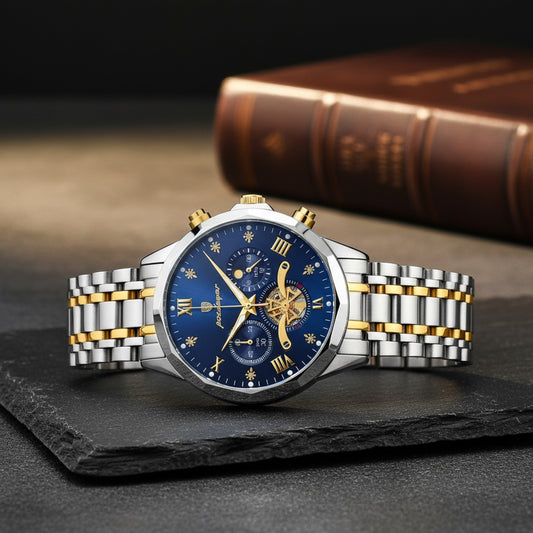 Montre Homme POEDAGAR : Luxe, Étanche, Chronographe, Acier Inoxydable
