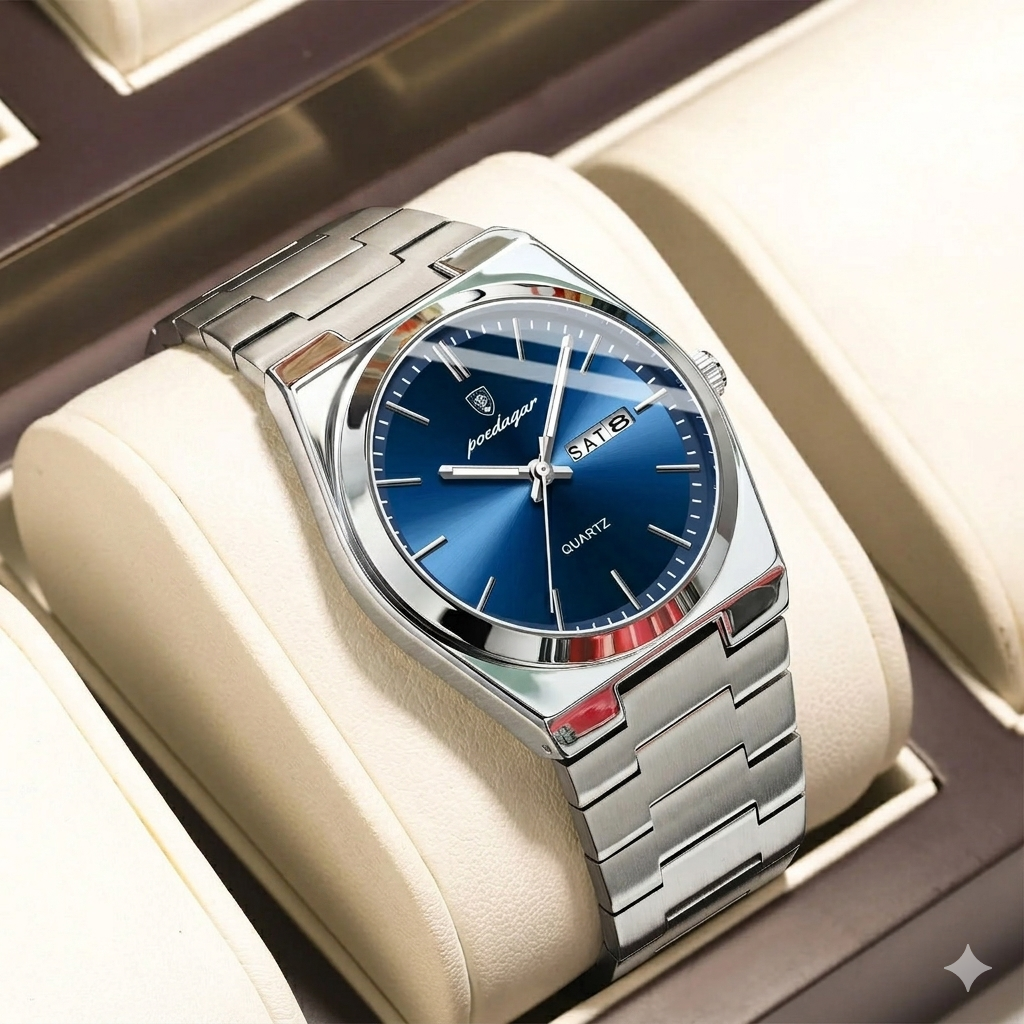 Montre Homme Chronostyle : Luxe, Acier Inoxydable, Lumineuse avec Date & Semaine