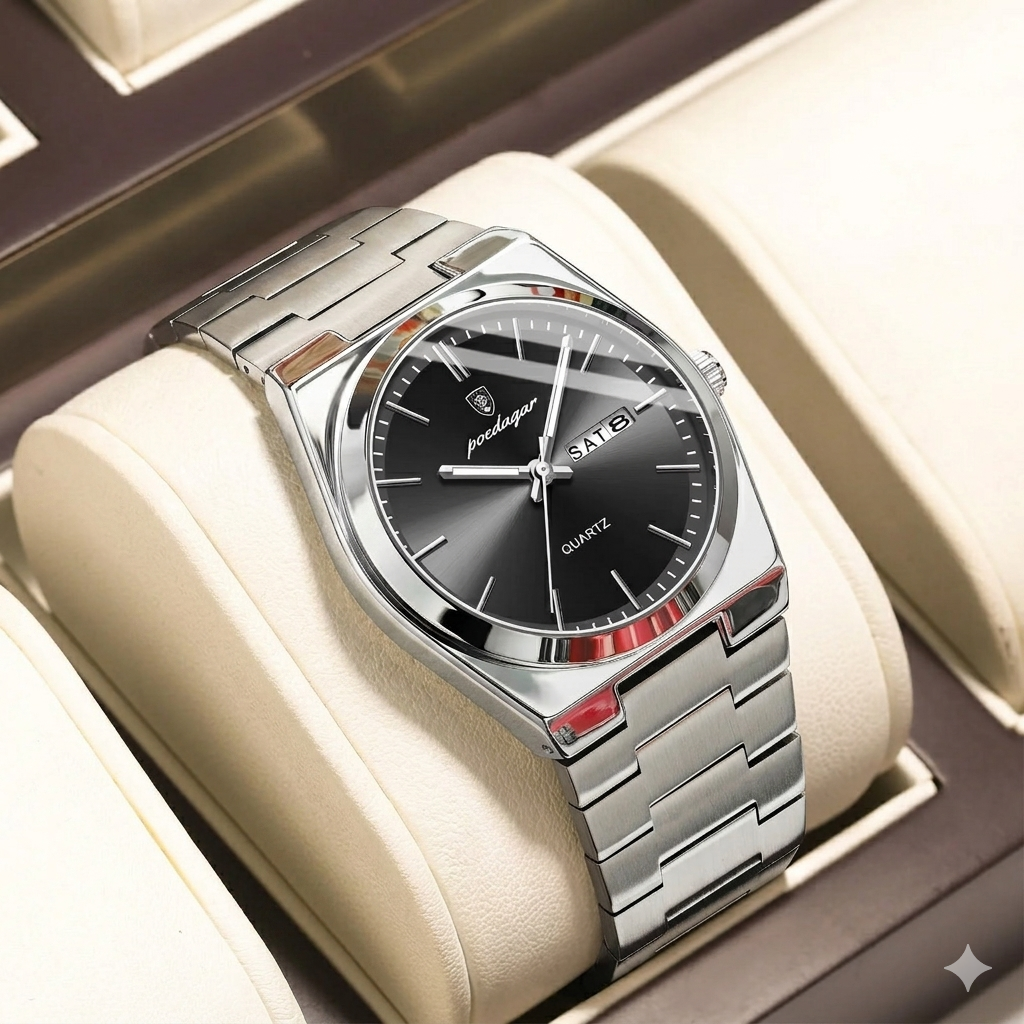 Montre Homme Chronostyle : Luxe, Acier Inoxydable, Lumineuse avec Date & Semaine