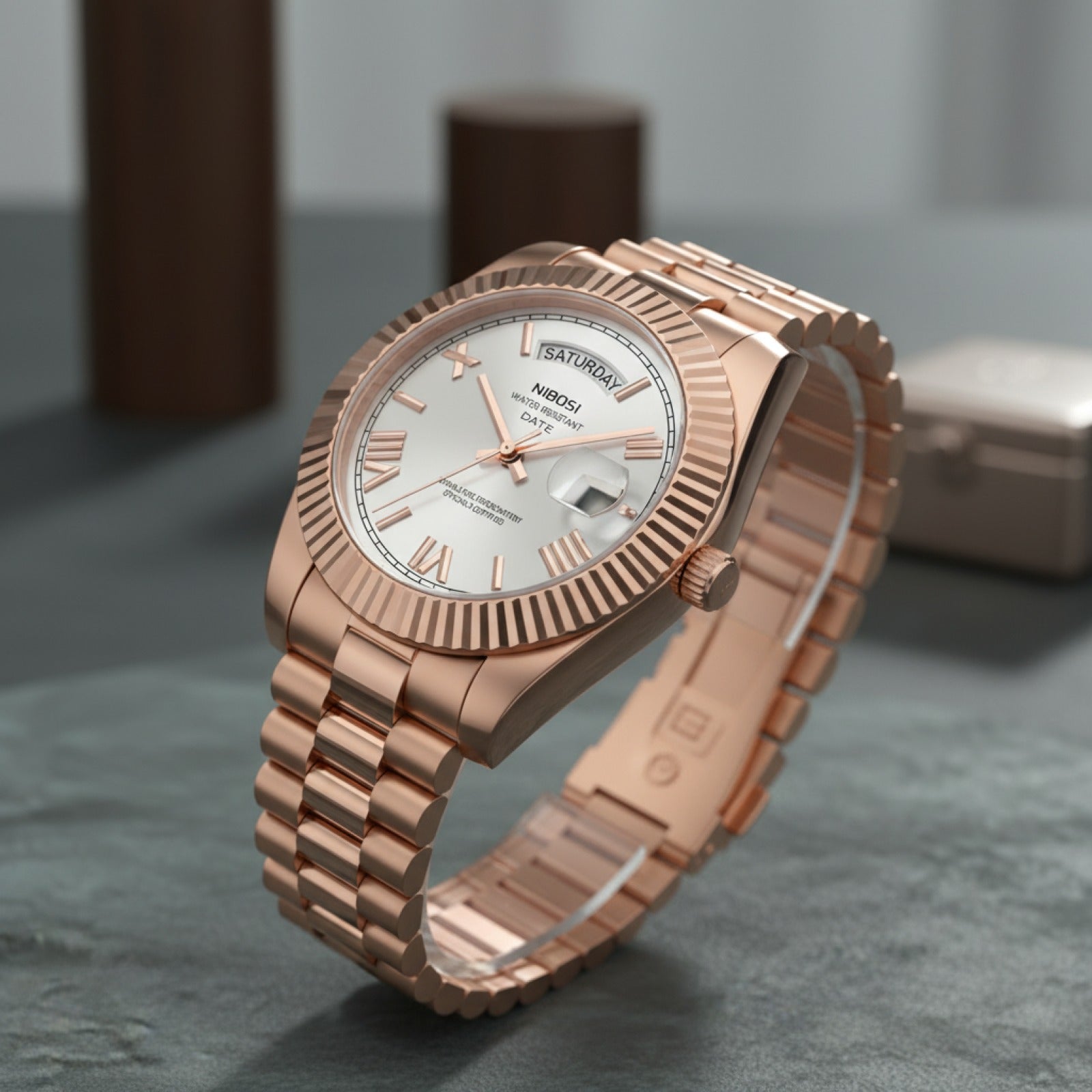 Montre Homme NIBOSI Luxe : Acier, Étanche, Affichage Jour/Date