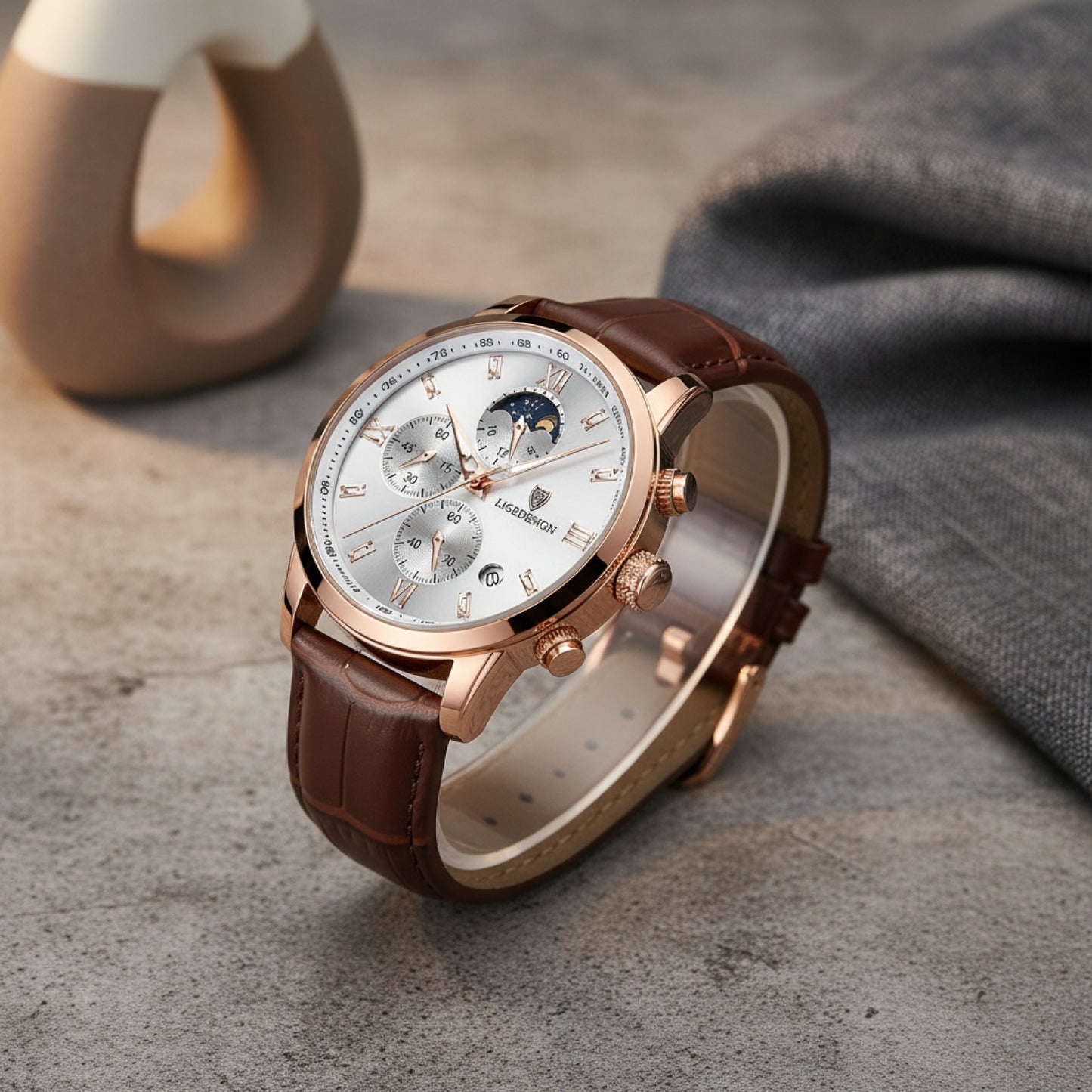 Montre LIGE Homme : Cuir, Étanche, Chronographe Sport & Luxe