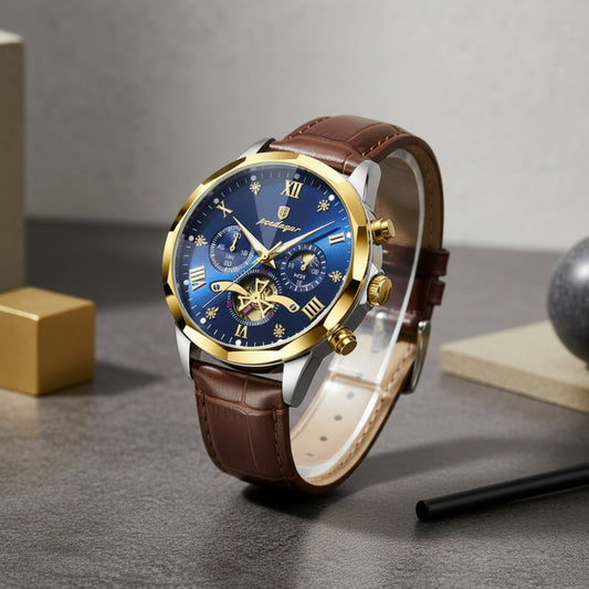 Montre Homme POEDAGAR : Luxe, Militaire, Chronographe Quartz, Étanche & Lumineuse