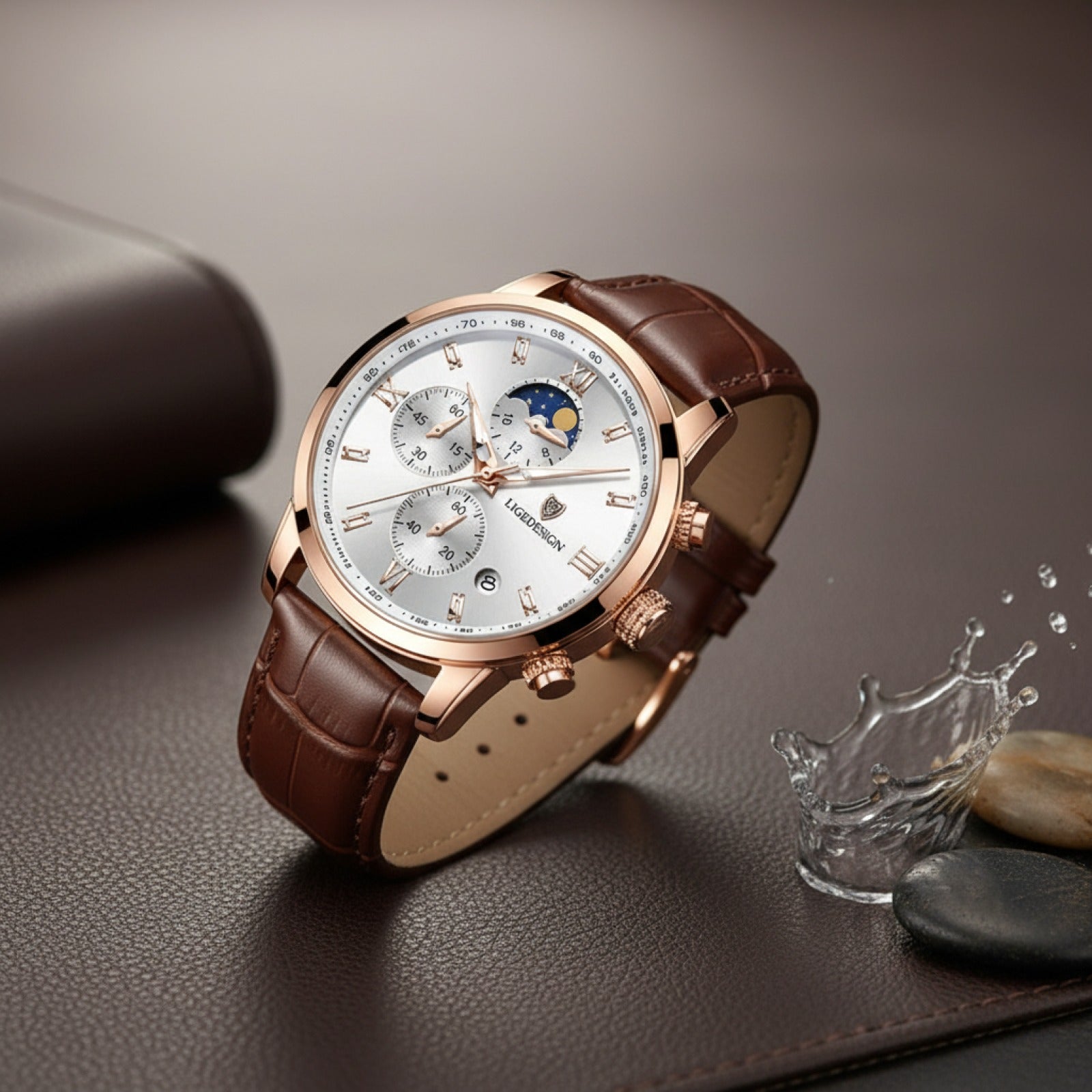 Montre LIGE Homme : Cuir, Étanche, Chronographe Sport & Luxe