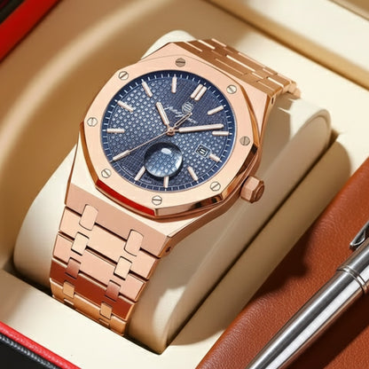 Montre Homme PAAZOMU : Luxe, Or, Étanche, Calendrier, Acier Inoxydable