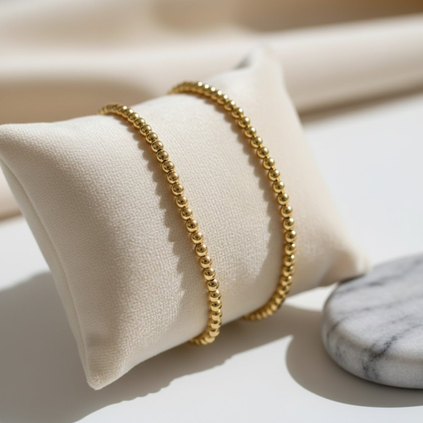 Bracelets extensibles MHS.SUN en acier inoxydable - Or et Argent, fines perles empilées pour femmes et hommes