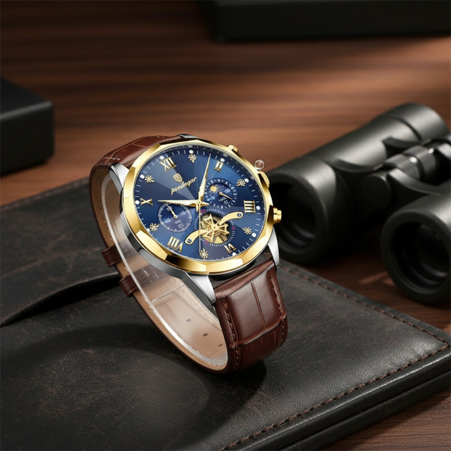Montre Homme POEDAGAR : Luxe, Militaire, Chronographe Quartz, Étanche & Lumineuse
