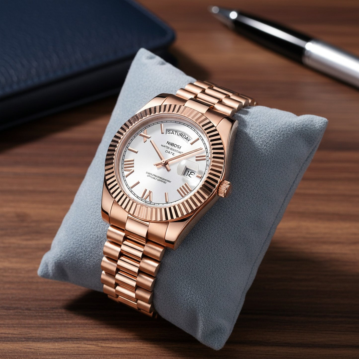 Montre Homme NIBOSI Luxe : Acier, Étanche, Affichage Jour/Date