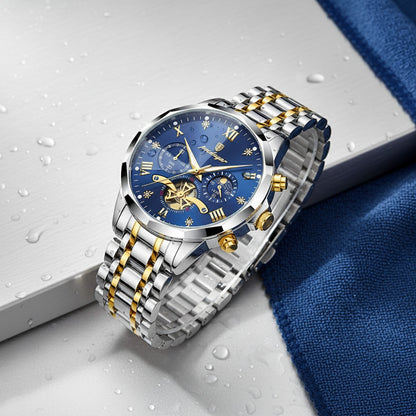 Montre Homme POEDAGAR : Luxe, Étanche, Chronographe, Acier Inoxydable