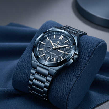 Montre Homme POEDAGAR : Luxe, Acier Inoxydable, Étanche, Quartz avec Date et Luminescence
