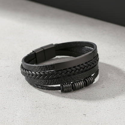Bracelet Homme Cuir Tissé Main - Style Classique & Moderne
