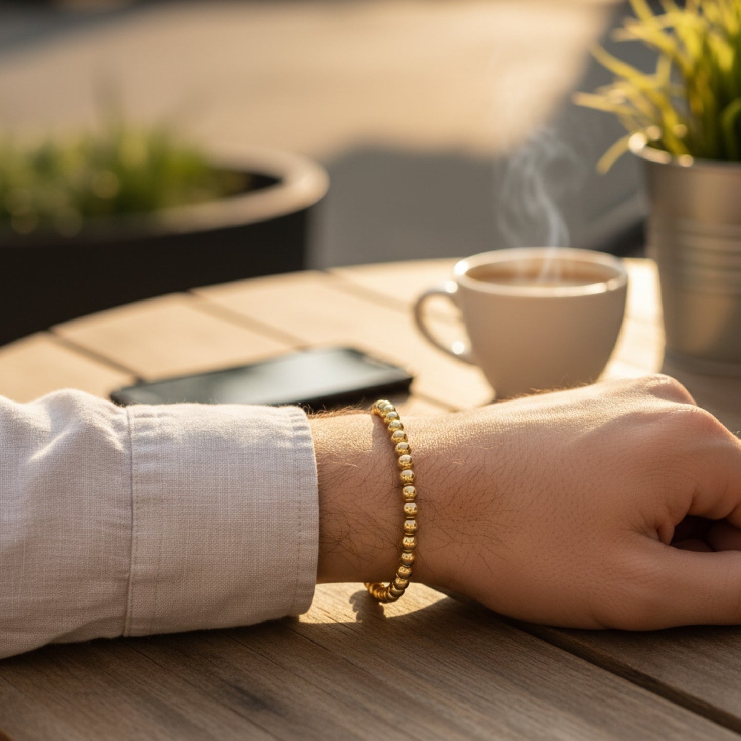 Bracelets extensibles MHS.SUN en acier inoxydable - Or et Argent, fines perles empilées pour femmes et hommes