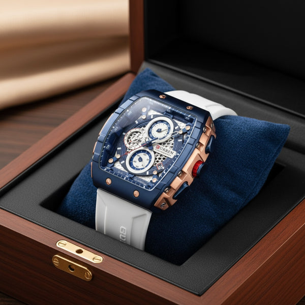 Montre Homme CURREN Carrée Quartz : Luxe, Étanche & Lumineuse avec Date