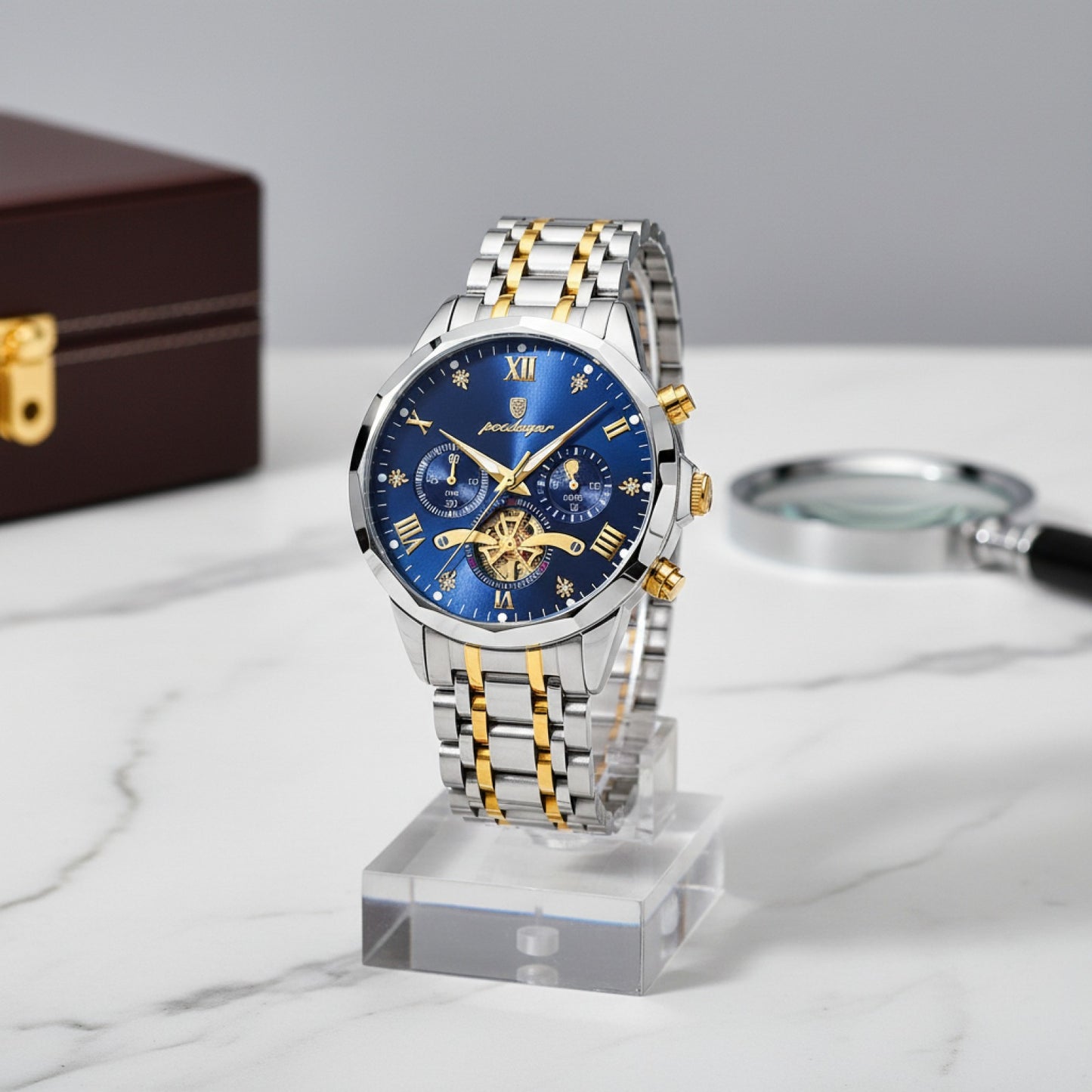 Montre Homme POEDAGAR : Luxe, Étanche, Chronographe, Acier Inoxydable