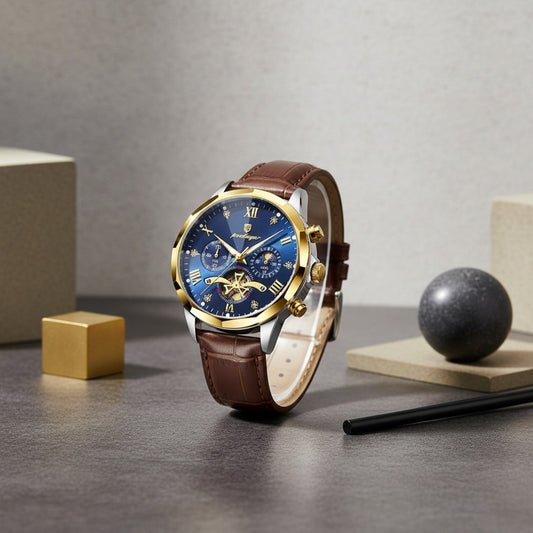 Montre Homme POEDAGAR : Luxe, Militaire, Chronographe Quartz, Étanche & Lumineuse
