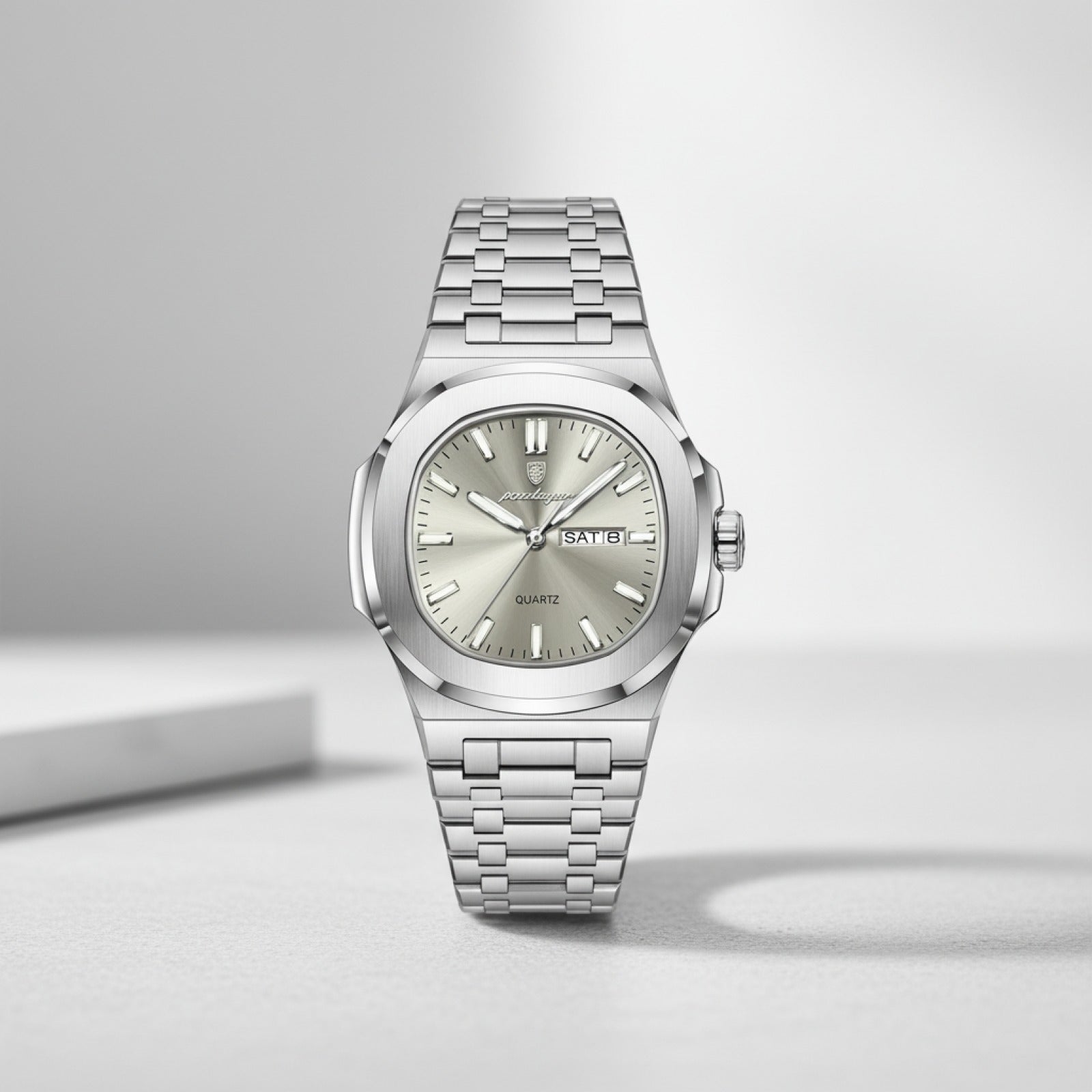 Montre Homme POEDAGAR Carrée Militaire : Luxe, Acier Inoxydable, Étanche avec Date & Semaine