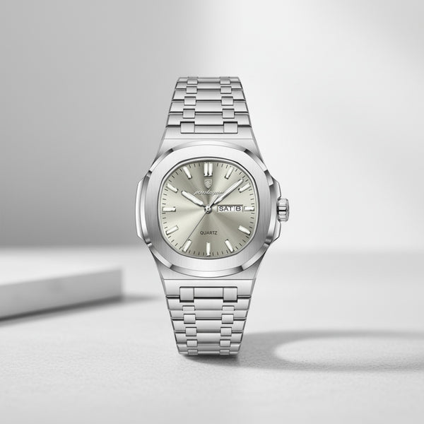 Montre Homme POEDAGAR Carrée Militaire : Luxe, Acier Inoxydable, Étanche avec Date & Semaine