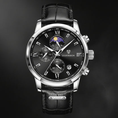 Men's Chronostyle Watch: LIGE Edition - Leather, Sport & Luxury Chronograph