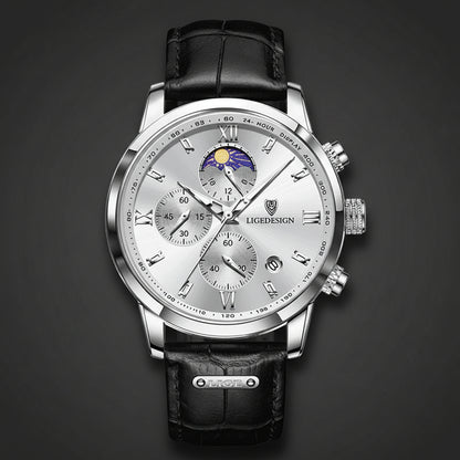 Men's Chronostyle Watch: LIGE Edition - Leather, Sport & Luxury Chronograph